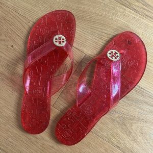Tory Burch Pink Jelly Flip Flops